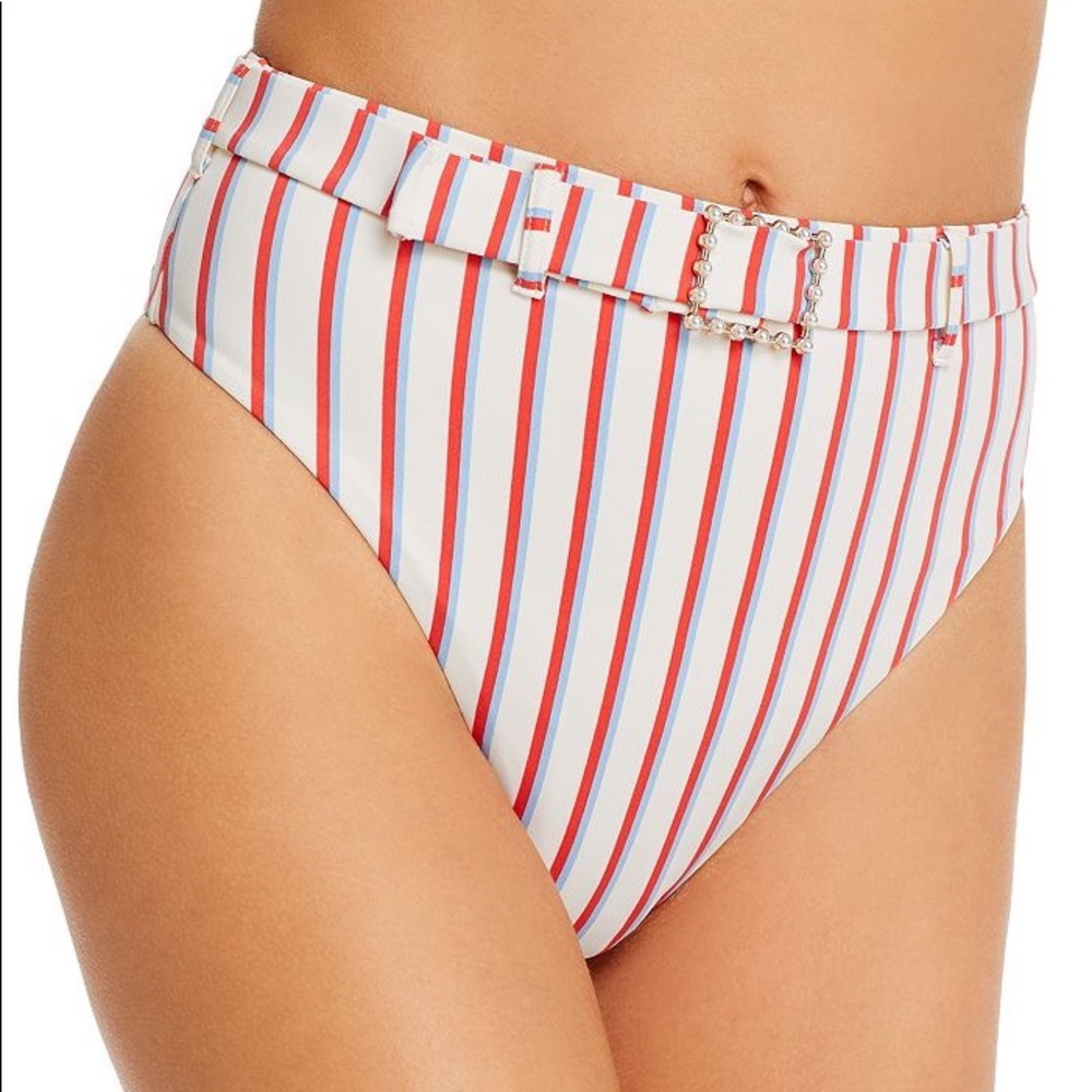 Weworewhat Emily Striped Bikini Bottom In Vintage Americana